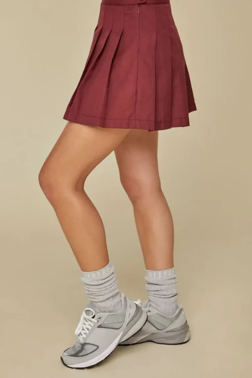 Pleated A-Line Mini Skirt
