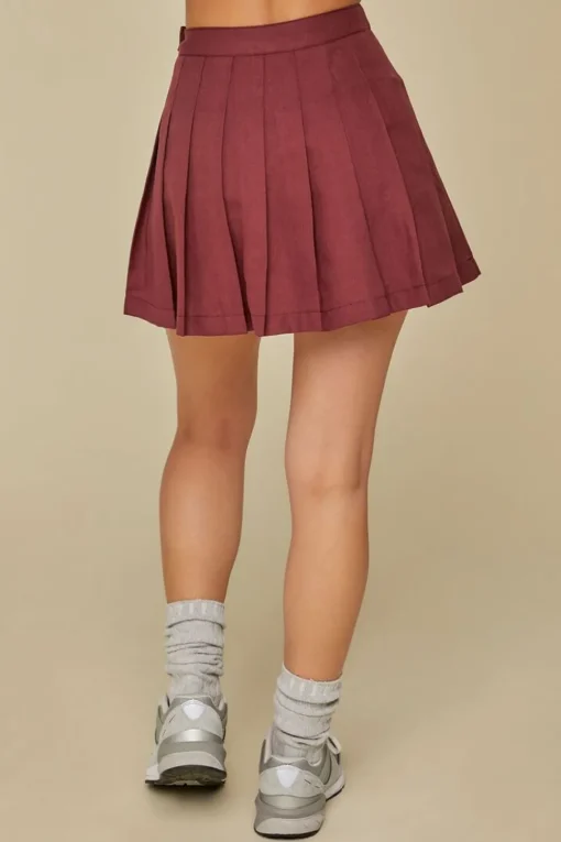 Pleated A-Line Mini Skirt