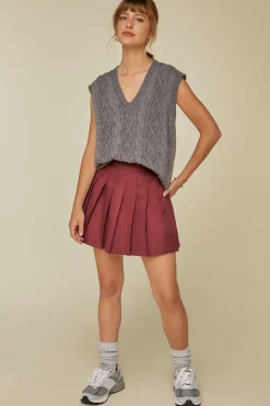 Pleated A-Line Mini Skirt