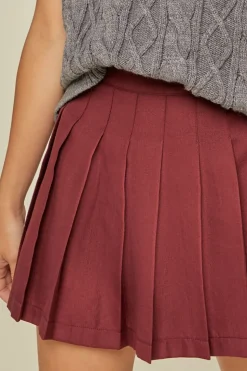 Pleated A-Line Mini Skirt