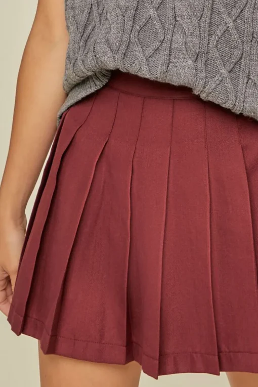 Pleated A-Line Mini Skirt