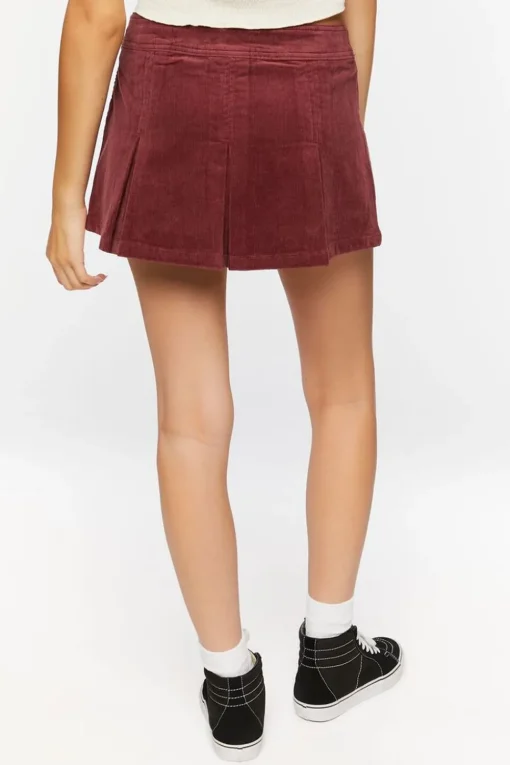 Pleated Corduroy Mini Skirt