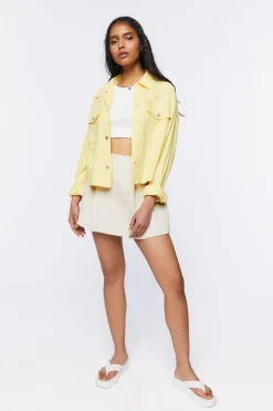Pleated Corduroy Mini Skirt
