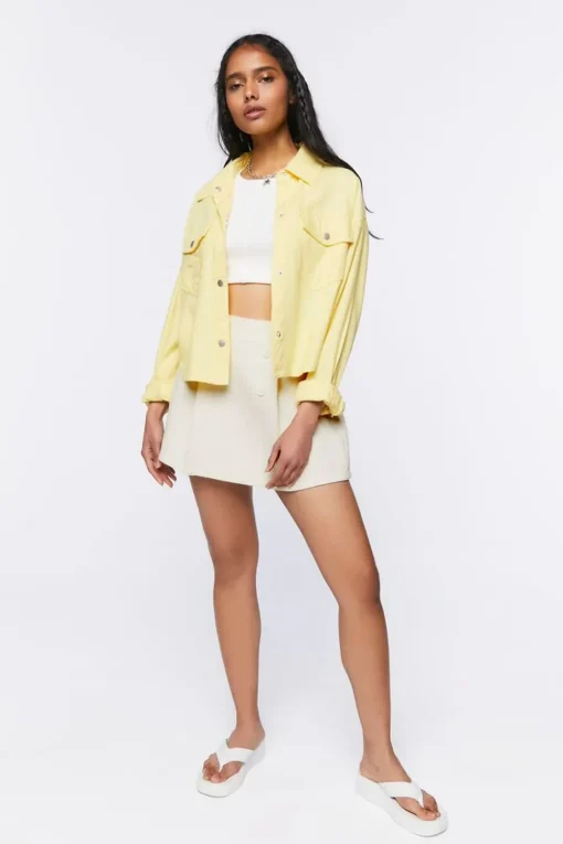 Pleated Corduroy Mini Skirt