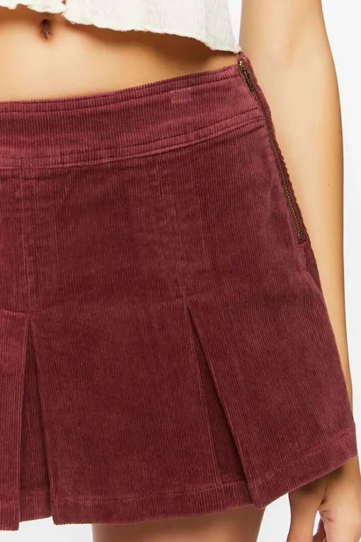 Pleated Corduroy Mini Skirt