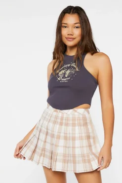 Pleated Gingham Skirt