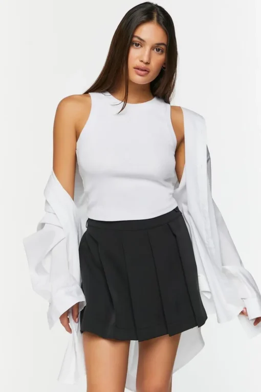 Pleated High-Rise Mini Skirt