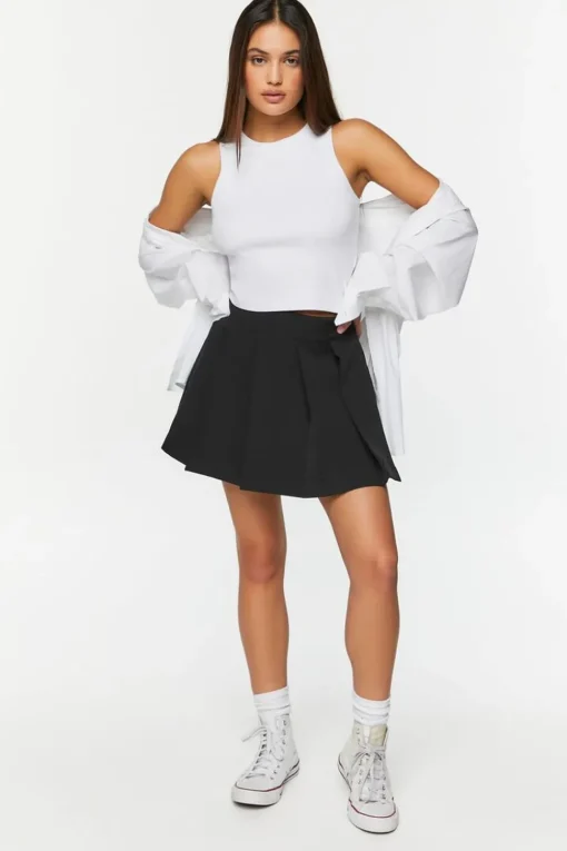 Pleated High-Rise Mini Skirt