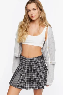 Pleated Plaid Mini Skirt