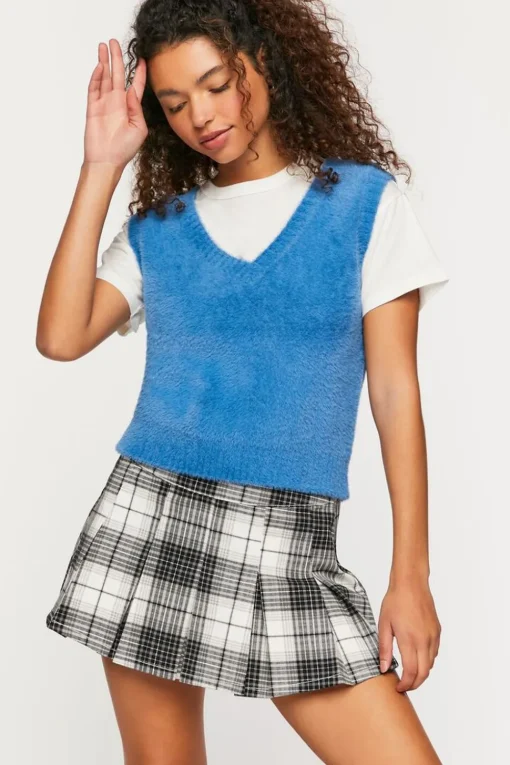 Pleated Plaid Mini Skirt