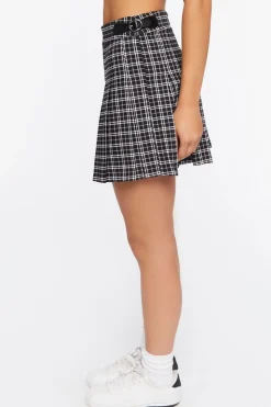 Pleated Plaid Mini Skirt