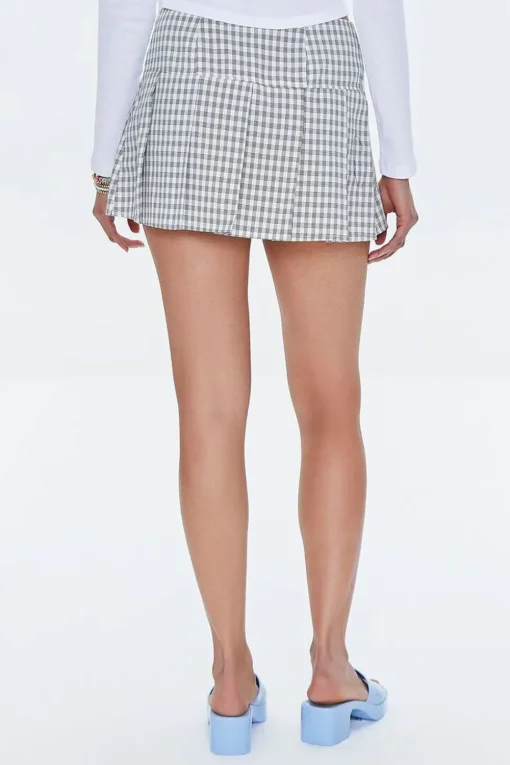 Pleated Plaid Mini Skirt