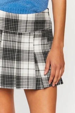 Pleated Plaid Mini Skirt