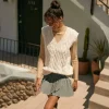 Pleated Raw-Hem Mini Skirt