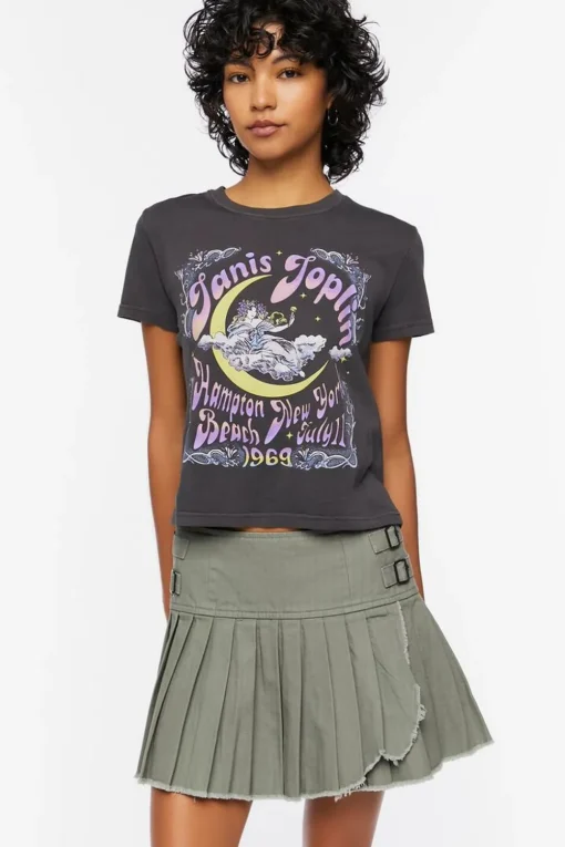 Pleated Raw-Hem Mini Skirt
