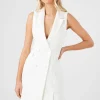 Pleated Sleeveless Blazer Dress