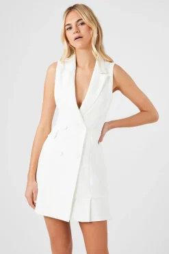 Pleated Sleeveless Blazer Dress