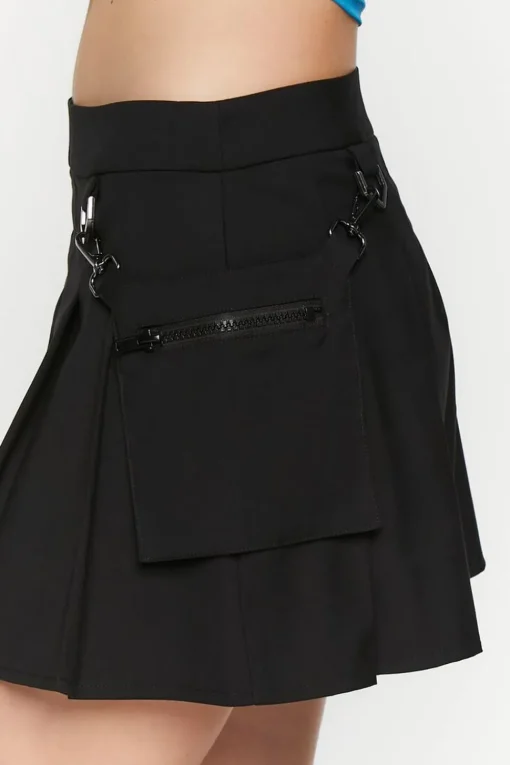Pleated Utility Mini Skirt