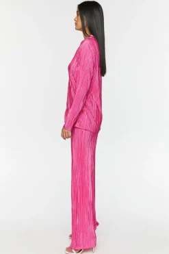Plisse Lettuce-Edge Shirt & Pants Set