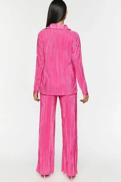 Plisse Lettuce-Edge Shirt & Pants Set