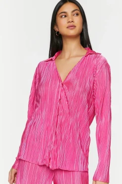 Plisse Lettuce-Edge Shirt & Pants Set