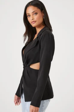 Plunging Cutout Buttoned Blazer