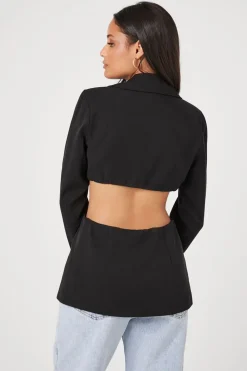Plunging Cutout Buttoned Blazer