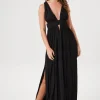 Plunging Cutout Maxi Dress