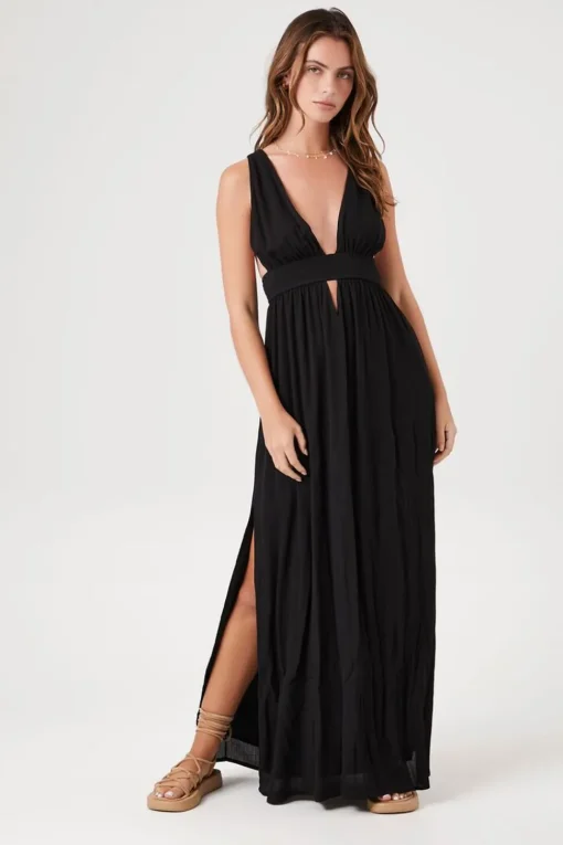 Plunging Cutout Maxi Dress