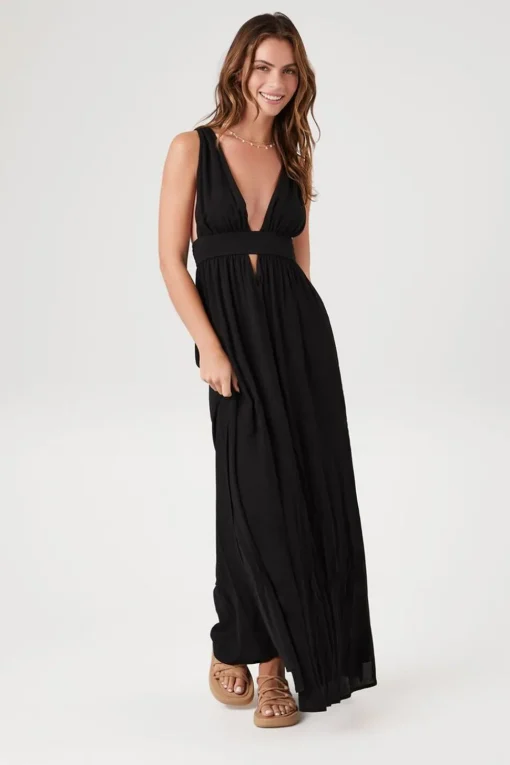 Plunging Cutout Maxi Dress