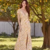 Plunging Floral Print Dress