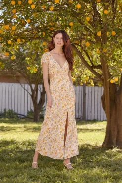 Plunging Floral Print Dress