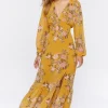 Plunging Floral Print Maxi Dress