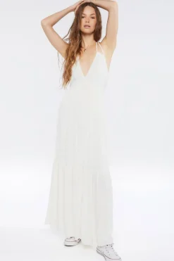 Plunging Halter Maxi Dress