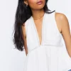 Plunging Lace-Trim Top