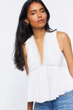 Plunging Lace-Trim Top