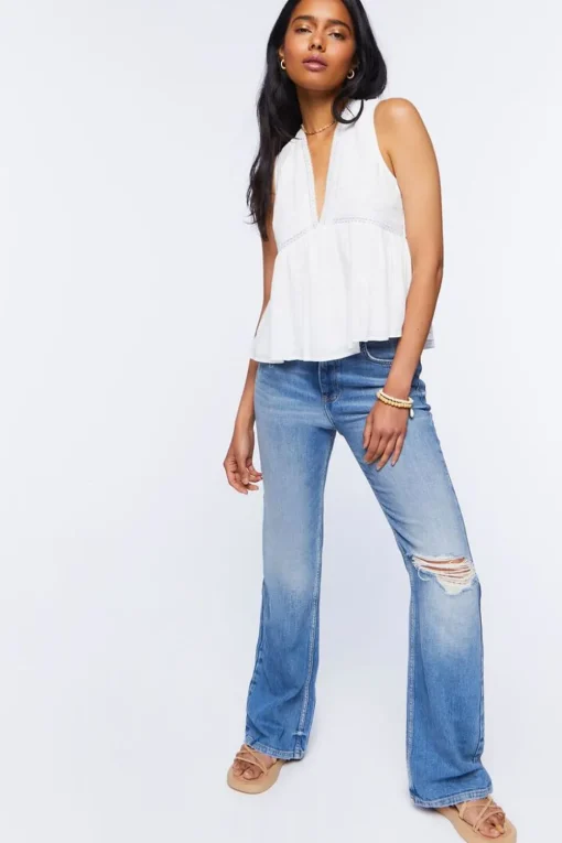 Plunging Lace-Trim Top
