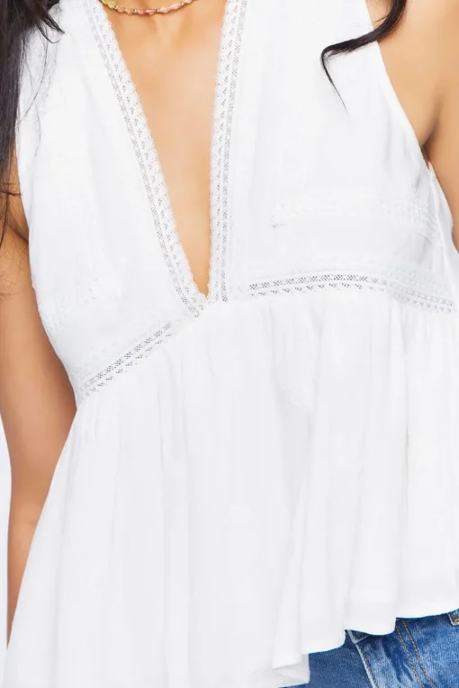Plunging Lace-Trim Top