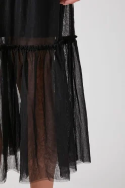 Plunging Mesh Midi Dress