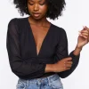 Plunging Peasant Sleeve Bodysuit