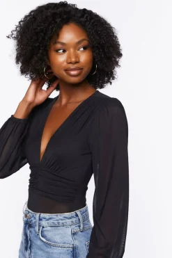 Plunging Peasant Sleeve Bodysuit