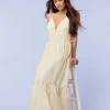 Plunging Poplin Maxi Dress