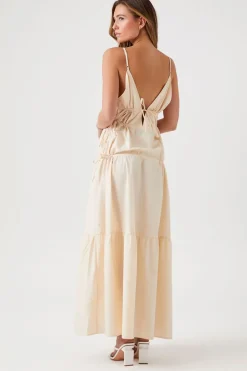 Plunging Poplin Maxi Dress