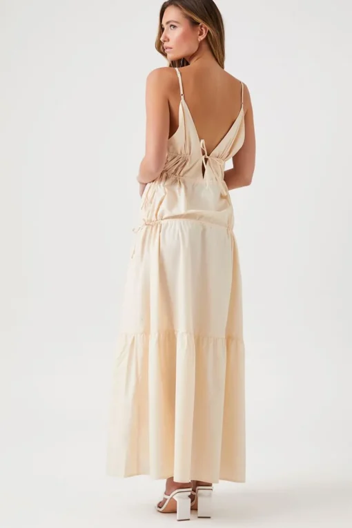 Plunging Poplin Maxi Dress