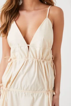 Plunging Poplin Maxi Dress