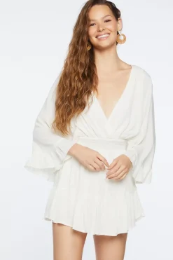 Plunging Ruffle-Trim Romper