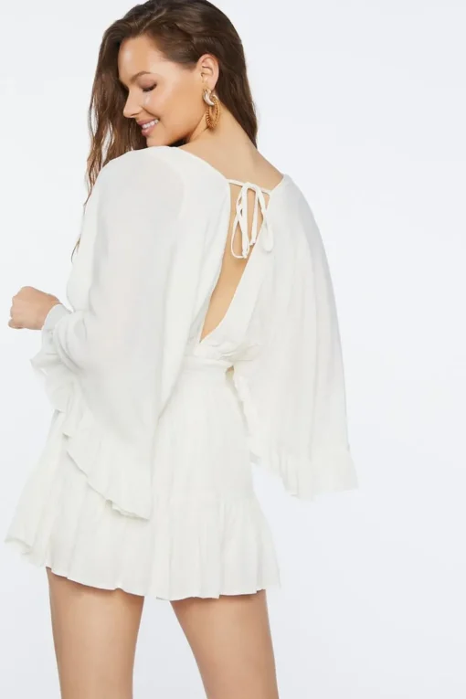 Plunging Ruffle-Trim Romper
