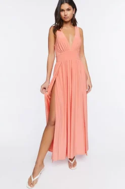 Plunging Slit Maxi Dress