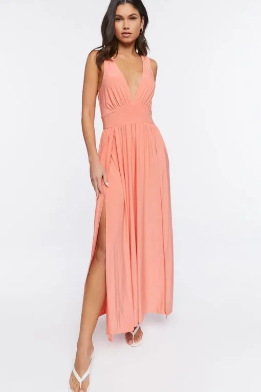 Plunging Slit Maxi Dress