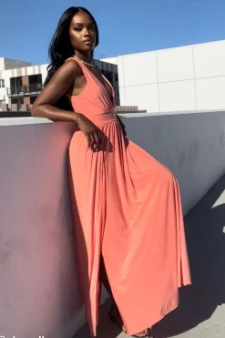 Plunging Slit Maxi Dress